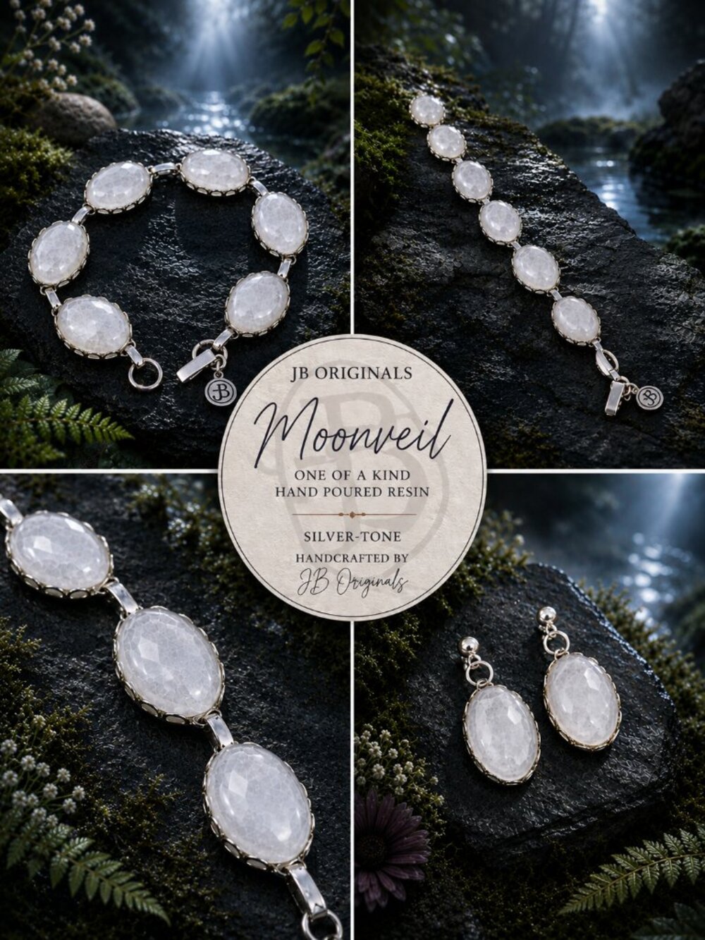 DISPLAY ONLY -JB Originals – Moonveil | Hand-Poured Resin Bracelet & Earring Set